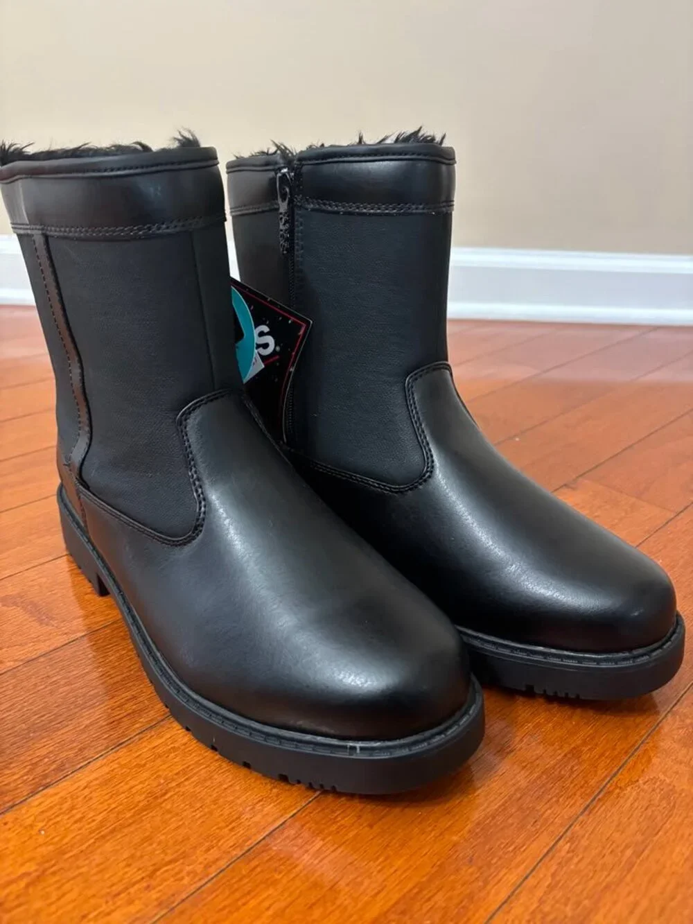 TOTES Stadium Weather Boot Black Mens Thermolite Waterproof Zipper Warm